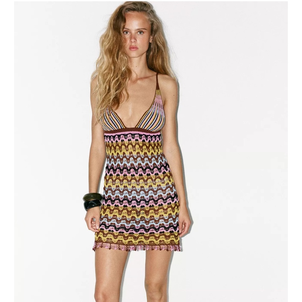 Zara Vibrant knit Striped mini Dress
